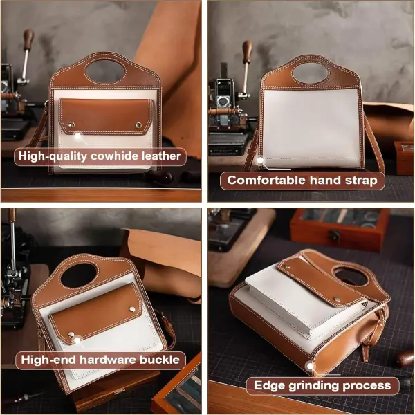 POPSEWING Pocket Handbags DIY Tote Kit for Girls, Leather Bag Kit with Sewing Kits for Shoulder Bag, DIY Purse Leather Kits for Personalized Gift