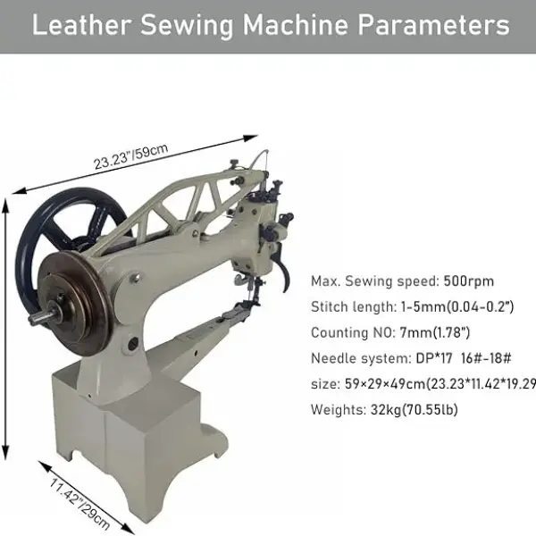 INTSUPERMAI Leather Patcher 11.8 Inch Industrial Hand Crank Patcher Patching Sewing Machine for Shoes/Bags/Clothes/Quilts/Coats/Trousers,etc