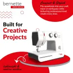 Bernette B33 Swiss Design Sewing Machine | Mechanical, Heavy-Duty, Portable, 15 Built-In Stitches, 5mm Stitch Width, Front-Loading Bobbin, Semi-Automatic Threader, Cutter,10 Bobbins