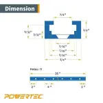 POWERTEC 36 Inch x4 Universal T track with 100 Pcs, 6 X 1/2" Wood Screws, Double-Cut Profile T track with Predrilled Mounting Holes for Woodworking Jigs and Fixtures, Router Table, Workbench, 71951