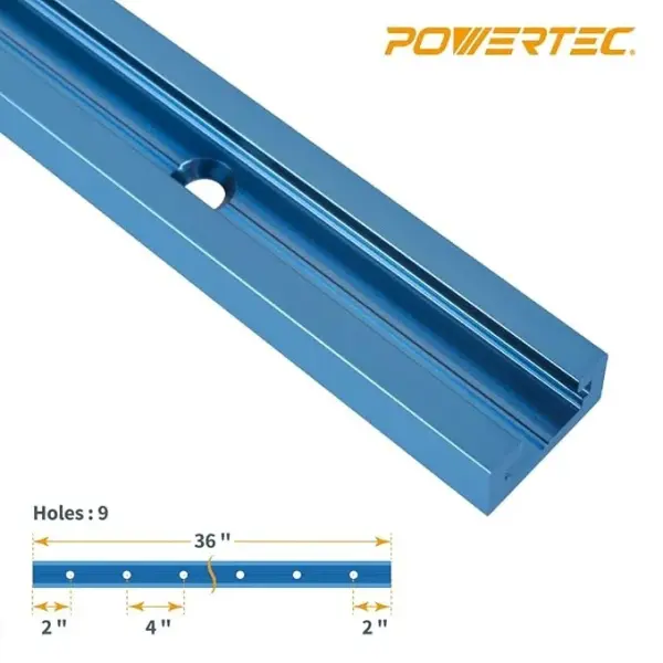 POWERTEC 36 Inch x4 Universal T track with 100 Pcs, 6 X 1/2" Wood Screws, Double-Cut Profile T track with Predrilled Mounting Holes for Woodworking Jigs and Fixtures, Router Table, Workbench, 71951
