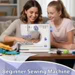 Stoigeld Sewing Machine for Beginners with 20Pcs Fabric & 32Pcs Sewing Threads Kit,Portable Sewing Machine with 12 Built-in Stitches & 2 Speed(High-Low Speeds)-SM-725
