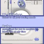 Stoigeld Sewing Machine for Beginners with 20Pcs Fabric & 32Pcs Sewing Threads Kit,Portable Sewing Machine with 12 Built-in Stitches & 2 Speed(High-Low Speeds)-SM-725