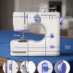 Stoigeld Sewing Machine for Beginners with 20Pcs Fabric & 32Pcs Sewing Threads Kit,Portable Sewing Machine with 12 Built-in Stitches & 2 Speed(High-Low Speeds)-SM-725