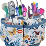 SINGER 360 Degree Rotating Organizer for Tabletop, Counter, Storage, Sewing Supplies, Art Supplies with Compartments, Butterfly Floral Print