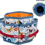 SINGER 360 Degree Rotating Organizer for Tabletop, Counter, Storage, Sewing Supplies, Art Supplies with Compartments, Butterfly Floral Print
