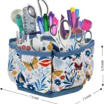 SINGER 360 Degree Rotating Organizer for Tabletop, Counter, Storage, Sewing Supplies, Art Supplies with Compartments, Butterfly Floral Print