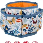 SINGER 360 Degree Rotating Organizer for Tabletop, Counter, Storage, Sewing Supplies, Art Supplies with Compartments, Butterfly Floral Print