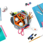 SINGER 360 Degree Rotating Organizer for Tabletop, Counter, Storage, Sewing Supplies, Art Supplies with Compartments, Butterfly Floral Print