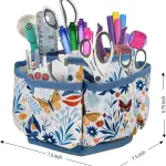 SINGER 360 Degree Rotating Organizer for Tabletop, Counter, Storage, Sewing Supplies, Art Supplies with Compartments, Butterfly Floral Print