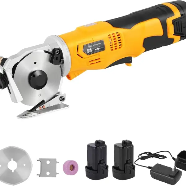 MXBAOHENG Electric Scissors Cordless Cardboard Cutter Rotary Cutter with Safety Switch, Power Box Cutter Fabric Cutting Machine (2 Batteries)