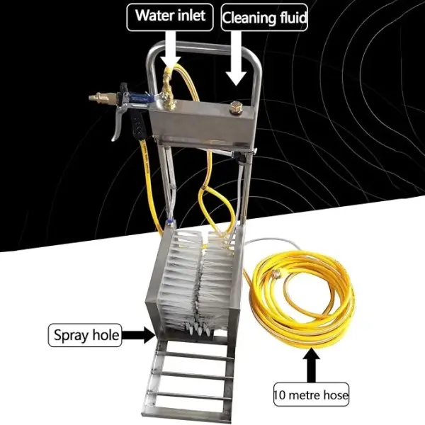 Stainless Steel Shoe Scraper Brush with Water Spray Gun for Mud Removal, 360° Cleaning for Farm, Garden, Outdoor Use