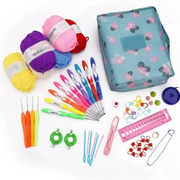 Crochet Hook Set Yarn Knitting Needles Sewing Tools Full Set DIY Sweater Stitch Hand-Knitted Set (Color : A Size : As Shown)