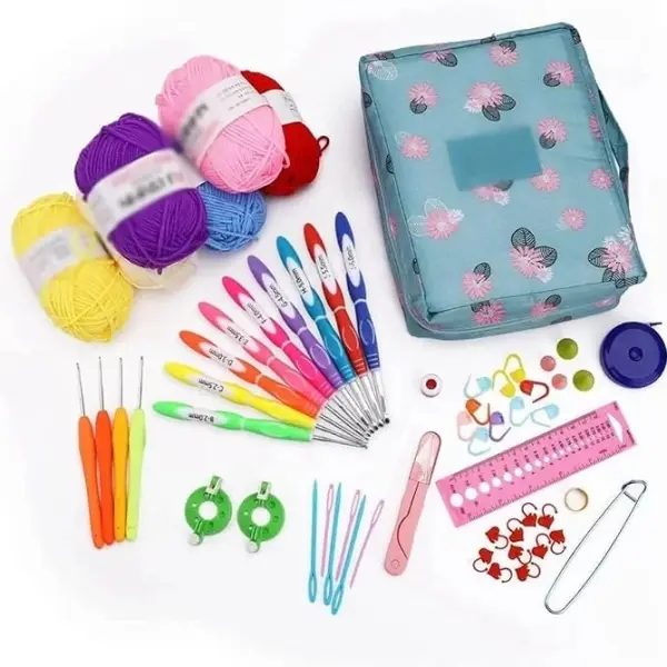 Crochet Hook Set Yarn Knitting Needles Sewing Tools Full Set DIY Sweater Stitch Hand-Knitted Set (Color : A Size : As Shown)
