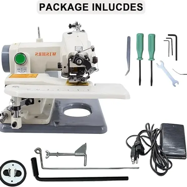 Adjustable Blindstitch Sewing Machine, 1250 SPM Hemming Machine for Cuffs, Skirts & Draperies, Desktop Skip Stitch Ratio 1:1 to 2:1, Professional Hemmer Tool