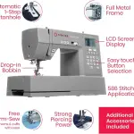 SINGER Heavy Duty 6800C Computerized Sewing Machine with Accessory Kit | Strong Motor with Enhanced Piercing Power, 586 Stitch Applications, LCD Screen, Full Metal frame & 1-step Buttonhole