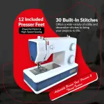 Bernette B05 Academy Heavy Duty Sewing Machine | Extension Table, 30 Stitches Variety, 12 Presser Feet, LED Light, Foot Control Accessories | Portable Quilting & Embroidery Kit for Beginners & Pros