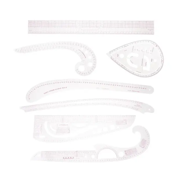 Clothing Patchwork Curve Ruler Set 7 Pieces Plastic Precision Sewing Rulers for Pattern Making and Garment Design Tailoring Tools for DIY Sewing and Fashion Craft