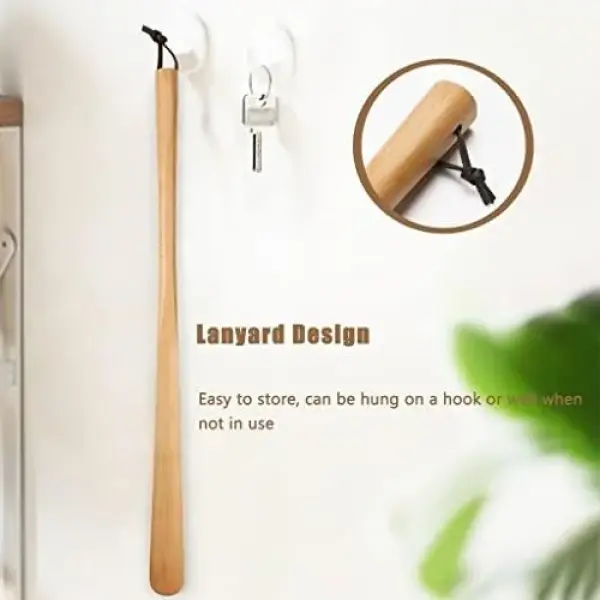 Extra Long Shoe Horn for Men - Classic Easy Grip Shoe Lifter for Seniors, Smooth Durable Shoe Spoon with Lanyard, Ideal for Easy On/Off Footwear