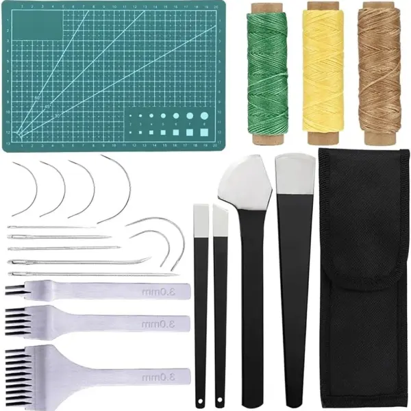 YOtat Leather Craft Tools Kit Leather Sewing Kit Hand Hole Punches Carving Work Set Tool Set