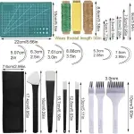 YOtat Leather Craft Tools Kit Leather Sewing Kit Hand Hole Punches Carving Work Set Tool Set