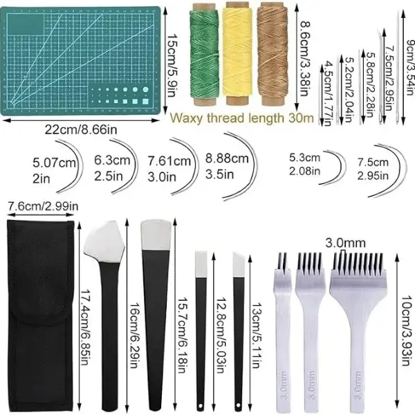YOtat Leather Craft Tools Kit Leather Sewing Kit Hand Hole Punches Carving Work Set Tool Set