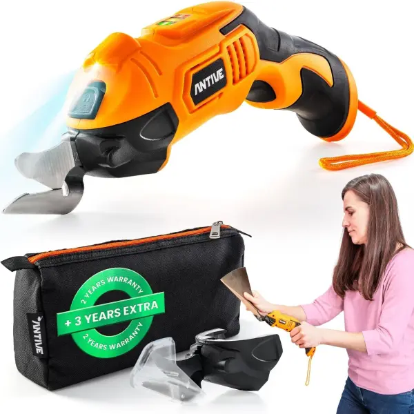 Electric Scissors for Cutting Fabric, Cardboard & Plastic – Rechargeable Cordless Electric Scissors Cutter with 2 Blades – Ideal for Crafting, Box Shredding & Tailoring