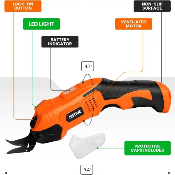 Electric Scissors for Cutting Fabric, Cardboard & Plastic – Rechargeable Cordless Electric Scissors Cutter with 2 Blades – Ideal for Crafting, Box Shredding & Tailoring