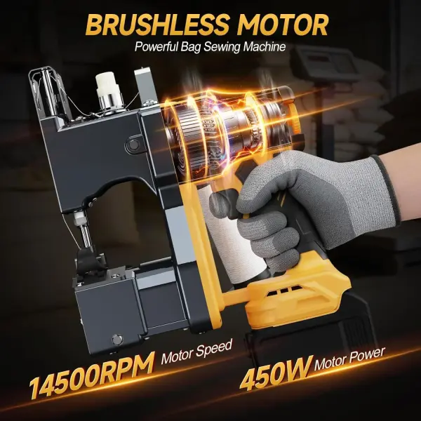 Cordless Bag Sewing Machine Compatible with Dewalt 20V Max Battery, Auto Heavy-duty Bag Closing Machine, Portable Industrial Bag Sewer for Sack Woven Bag Kraft Paper Bag Sealing, Tool Only