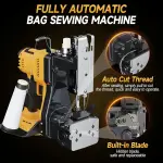 Cordless Bag Sewing Machine Compatible with Dewalt 20V Max Battery, Auto Heavy-duty Bag Closing Machine, Portable Industrial Bag Sewer for Sack Woven Bag Kraft Paper Bag Sealing, Tool Only