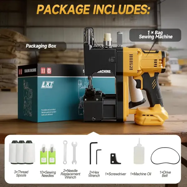 Cordless Bag Sewing Machine Compatible with Dewalt 20V Max Battery, Auto Heavy-duty Bag Closing Machine, Portable Industrial Bag Sewer for Sack Woven Bag Kraft Paper Bag Sealing, Tool Only