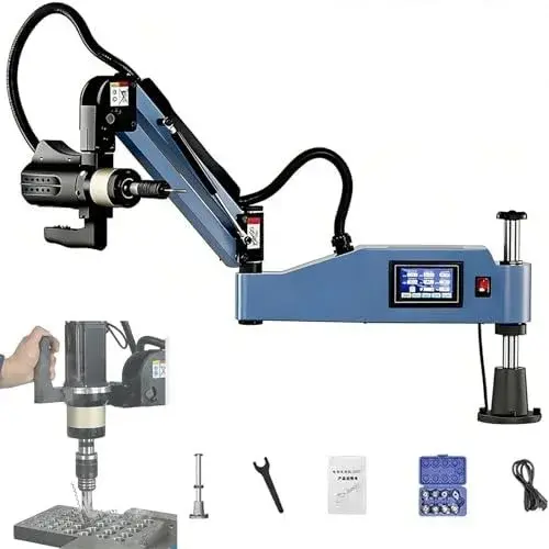 600W Electric Tapping Machine M3-M16, 360° Rotatable Multi-Directional Tapping Tool, 0-312 RPM, 8 Collets, 1000mm Horizontal Extension for Precision Drilling & Threading