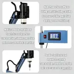 600W Electric Tapping Machine M3-M16, 360° Rotatable Multi-Directional Tapping Tool, 0-312 RPM, 8 Collets, 1000mm Horizontal Extension for Precision Drilling & Threading