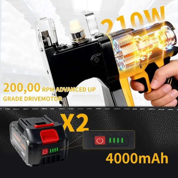 Cordless Bag Sewing Machine Includes 2×4000mAh Rechargeable Batteries,Take 2 Spools of Thread And 10 Needles,Portable Bag Closer Machine for Burlap Bag,Tote Bag,Grain Bag
