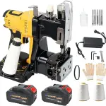 Cordless Bag Sewing Machine Includes 2×4000mAh Rechargeable Batteries,Take 2 Spools of Thread And 10 Needles,Portable Bag Closer Machine for Burlap Bag,Tote Bag,Grain Bag