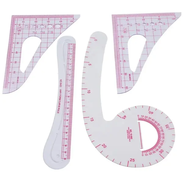 4PCS Curve Ruler Set,Plastic Sewing Grading Tools,Pattern Making for Clothing Design Cutting Proofing,Tailoring Drafting Supplies