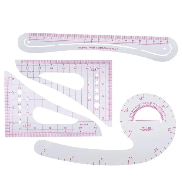 4PCS Curve Ruler Set,Plastic Sewing Grading Tools,Pattern Making for Clothing Design Cutting Proofing,Tailoring Drafting Supplies
