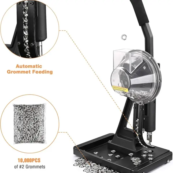 Yescom Grommet Tool Kit with 10000 pcs 3/8" Grommets Semi Automatic Grommet Press Machine for Fabric Tarp Banner Print YES0500