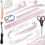 HLZC French Curve Ruler for Pattern Making, 15 Pieces Clear Sewing Ruler Set for Beginners Tailors Designers