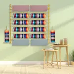 Wrapping Paper Ribbon Holder, 12-Layers Wall-Mounted Flower Wrapping Paper Silk Shawl Pants Display Rack, Scarf Fabric Tie Organizer for Flower Shop Sewing Tool Thread, 47.24×7.87×47.24in (Gold)