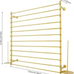 Wrapping Paper Ribbon Holder, 12-Layers Wall-Mounted Flower Wrapping Paper Silk Shawl Pants Display Rack, Scarf Fabric Tie Organizer for Flower Shop Sewing Tool Thread, 47.24×7.87×47.24in (Gold)