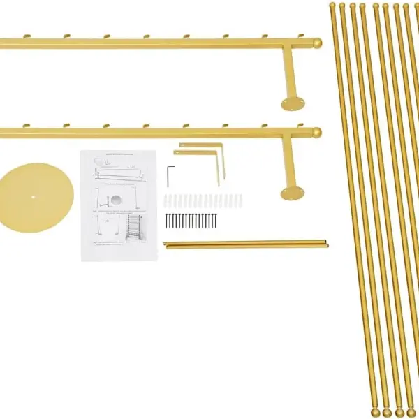 Wrapping Paper Ribbon Holder, 12-Layers Wall-Mounted Flower Wrapping Paper Silk Shawl Pants Display Rack, Scarf Fabric Tie Organizer for Flower Shop Sewing Tool Thread, 47.24×7.87×47.24in (Gold)