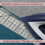 Madam Sew Hot Hem Ruler for Sewing and Quilting – Non-Slip Ironing Hot Ruler and Pleats with Dry or Steam Iron on Quilt Blocks and Clothes - 10" x 2.5" Hem Gauge