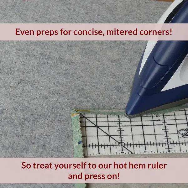 Madam Sew Hot Hem Ruler for Sewing and Quilting – Non-Slip Ironing Hot Ruler and Pleats with Dry or Steam Iron on Quilt Blocks and Clothes - 10" x 2.5" Hem Gauge