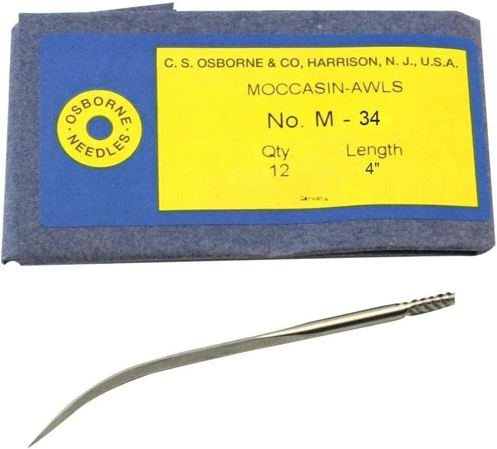 C.S. Osborne Pack of 12 Moccasin Awl #M34 (4" Long) Upholstery Tools