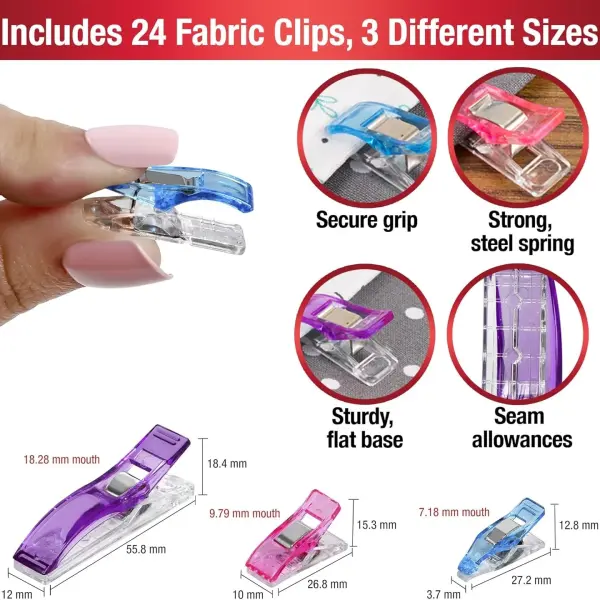 SINGER Quilting Tool Kit with 24-Count Fabric Clips, 24-Inch Folding Ruler, and 45mm Rotary Cutter - Quilting Supplies for Patternmaking, Sewing, Fabric Work