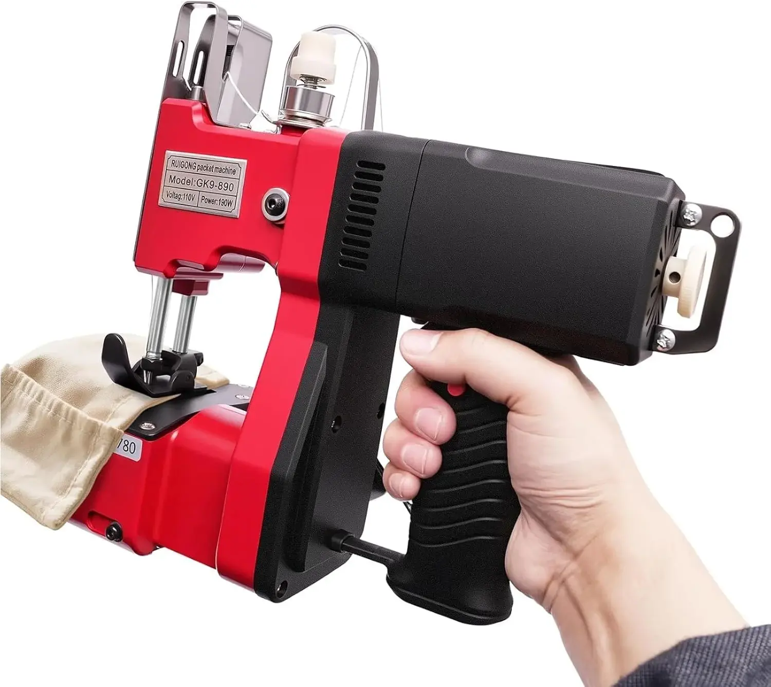Portable Electric Sewing Machine, Handheld Electric Bag Closer Stitcher Packing Machine, 1800 Rpm Stitching Tool, for Woven Bags, Cloth Bags, Paper Bags, Leather Materials