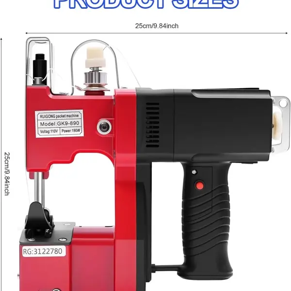 Portable Electric Sewing Machine, Handheld Electric Bag Closer Stitcher Packing Machine, 1800 Rpm Stitching Tool, for Woven Bags, Cloth Bags, Paper Bags, Leather Materials
