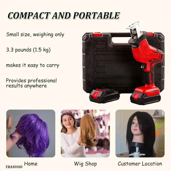 Cordless Wig Sewing Inject Machine, 5000 RPM Fast Speed with PU Simulation Scalp, Rechargeable & Portable for Salon & Home Use