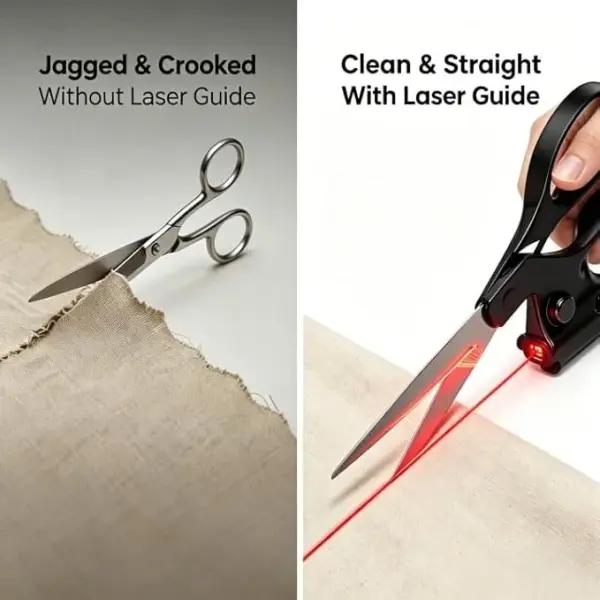 Laser Scissors for Fabric Cutting with Infrared Guide, Professional Sewing Scissors for Tailoring and Quilting, Ultra Sharp Straight Cut Fabric Scissors for Leather, Denim